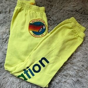 Aviator Nation logo sweatpants in yellow